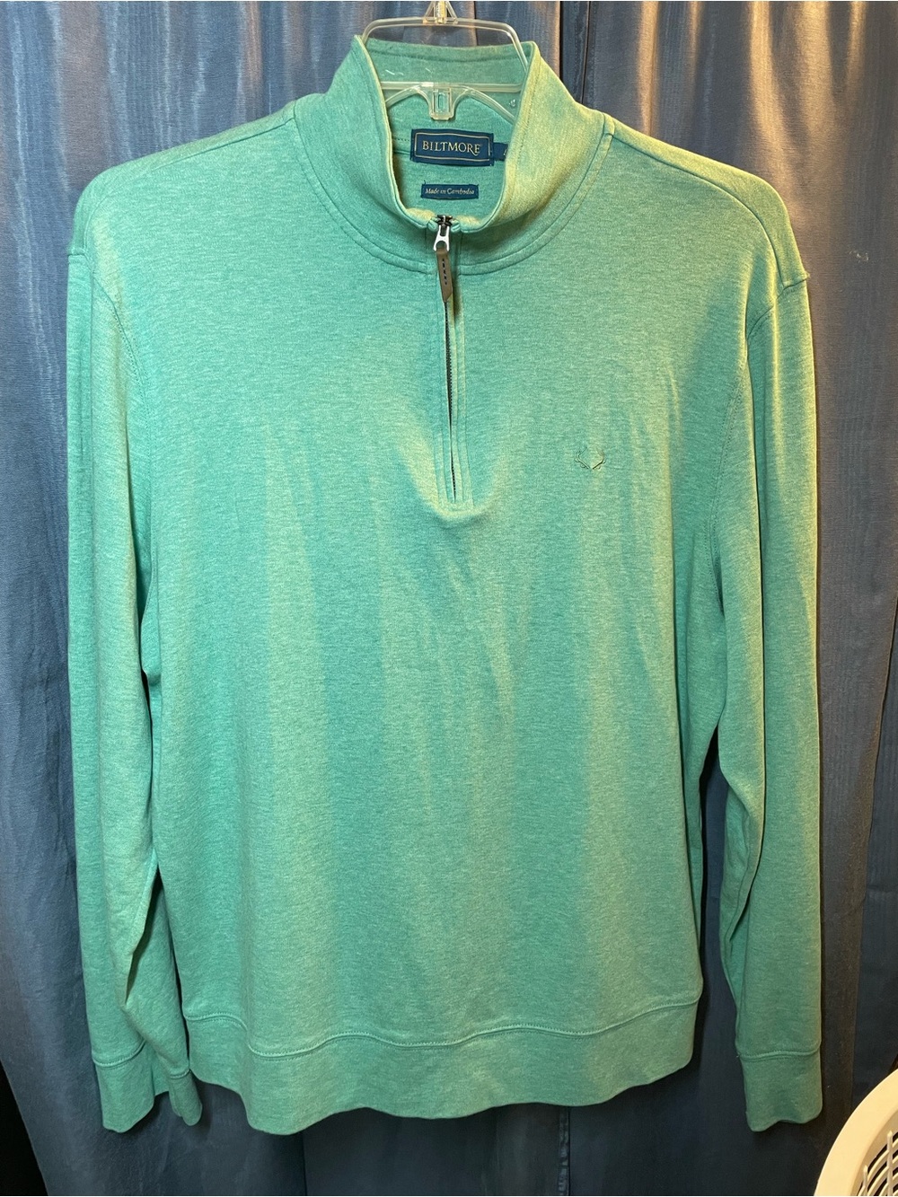 Biltmore Quarter Zip Heathered Cotton Pullover Sweater Size L